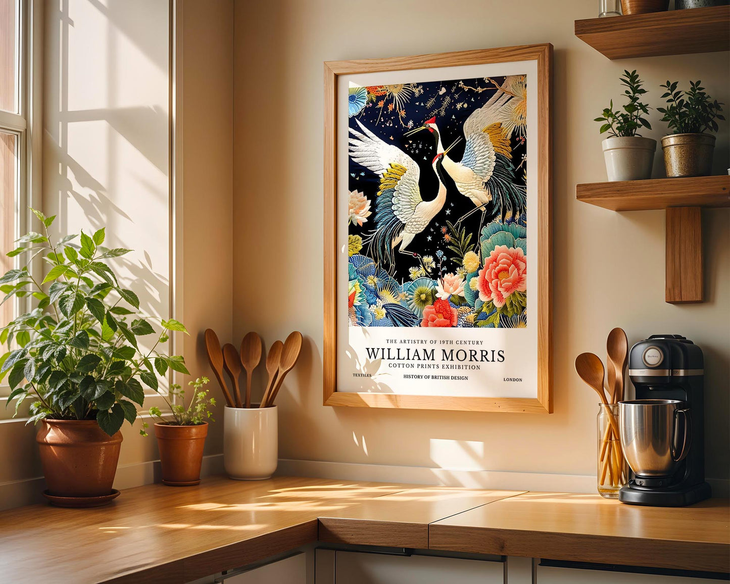 Dancing Cranes | William Morris Inspired Botanical Art Print
