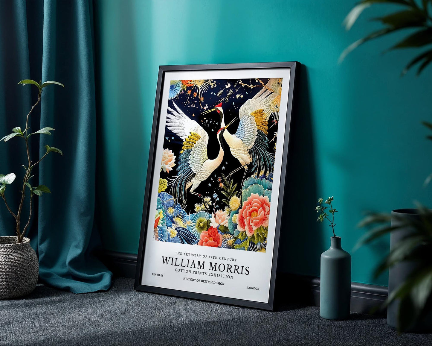 Dancing Cranes | William Morris Inspired Botanical Art Print