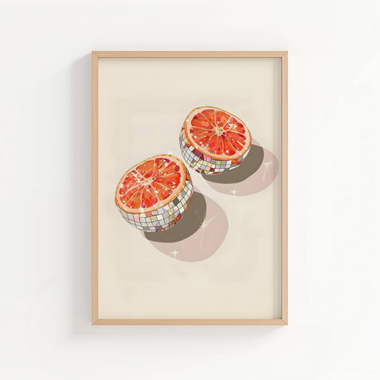 Disco Grapefruit Halves | Disco Fruits Art Print