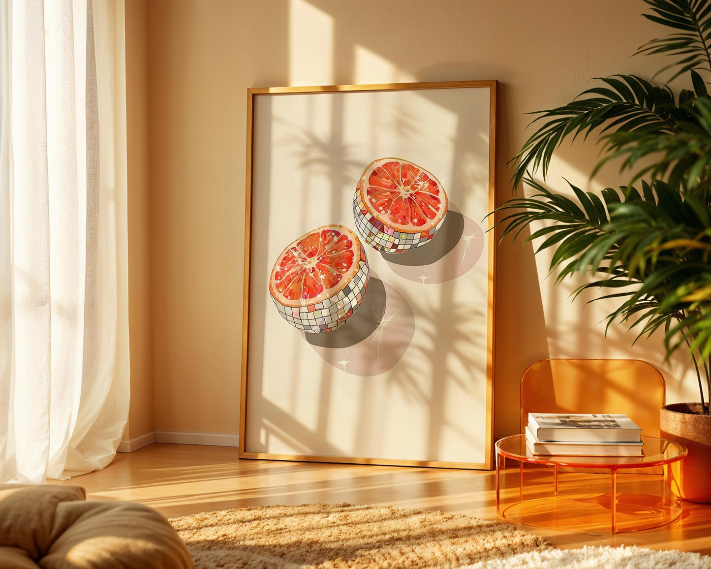 Disco Grapefruit Halves | Disco Fruits Art Print