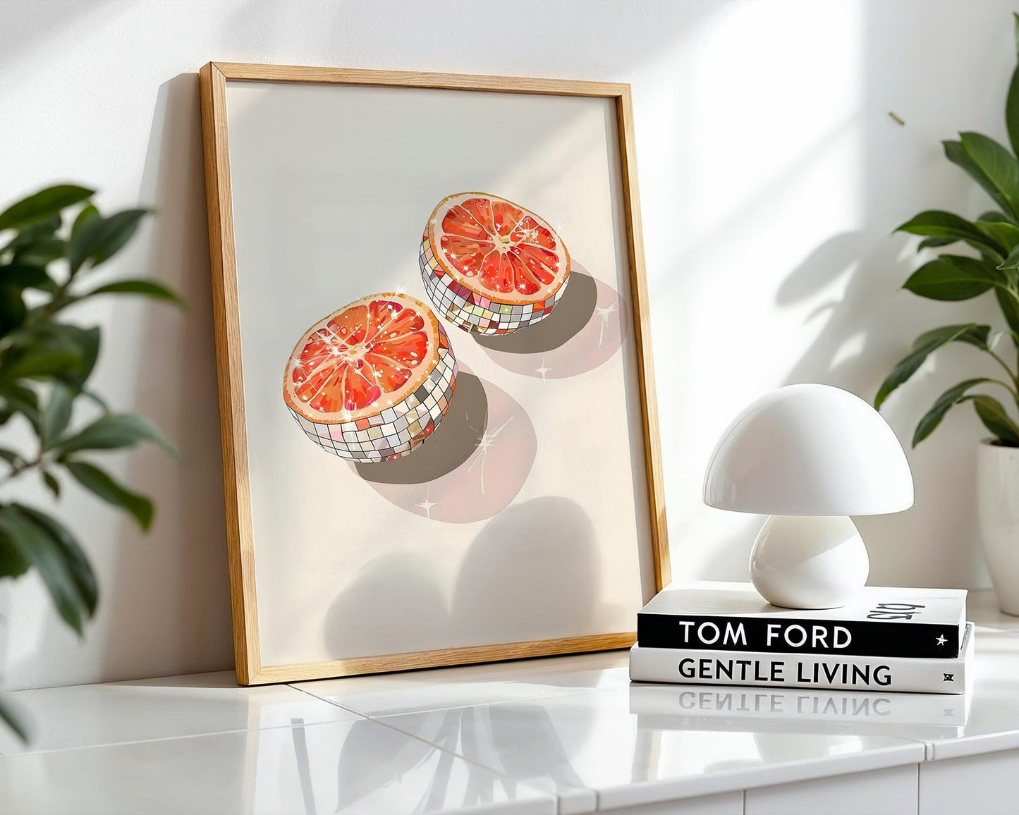 Disco Grapefruit Halves | Disco Fruits Art Print
