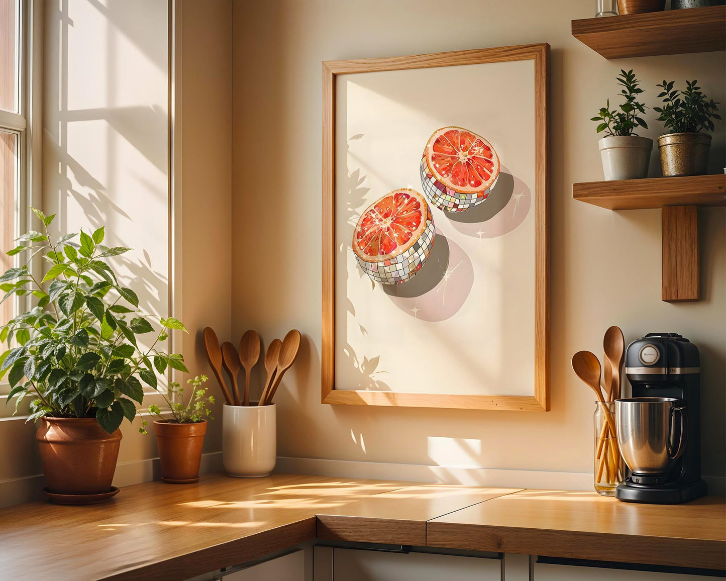 Disco Grapefruit Halves | Disco Fruits Art Print
