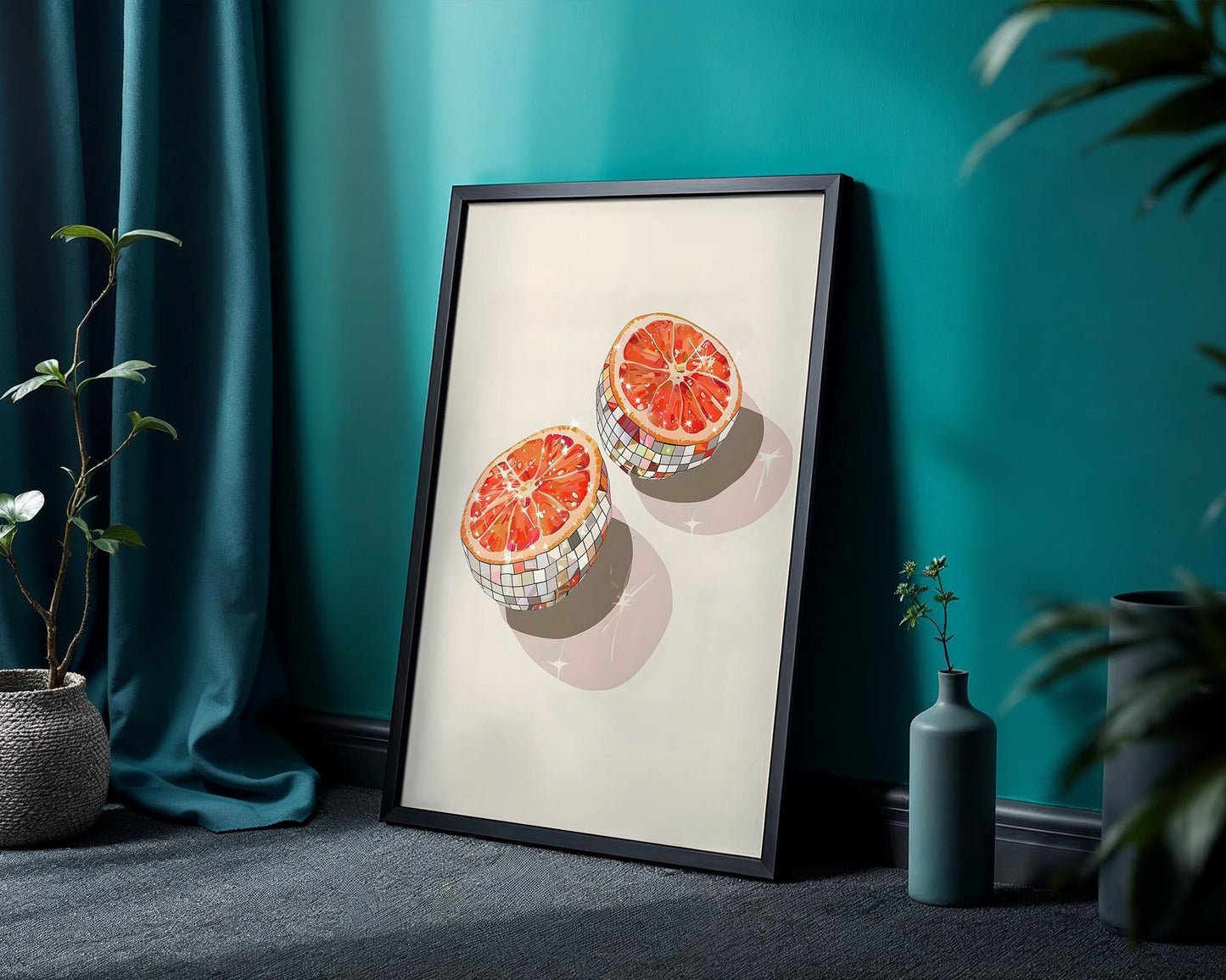 Disco Grapefruit Halves | Disco Fruits Art Print
