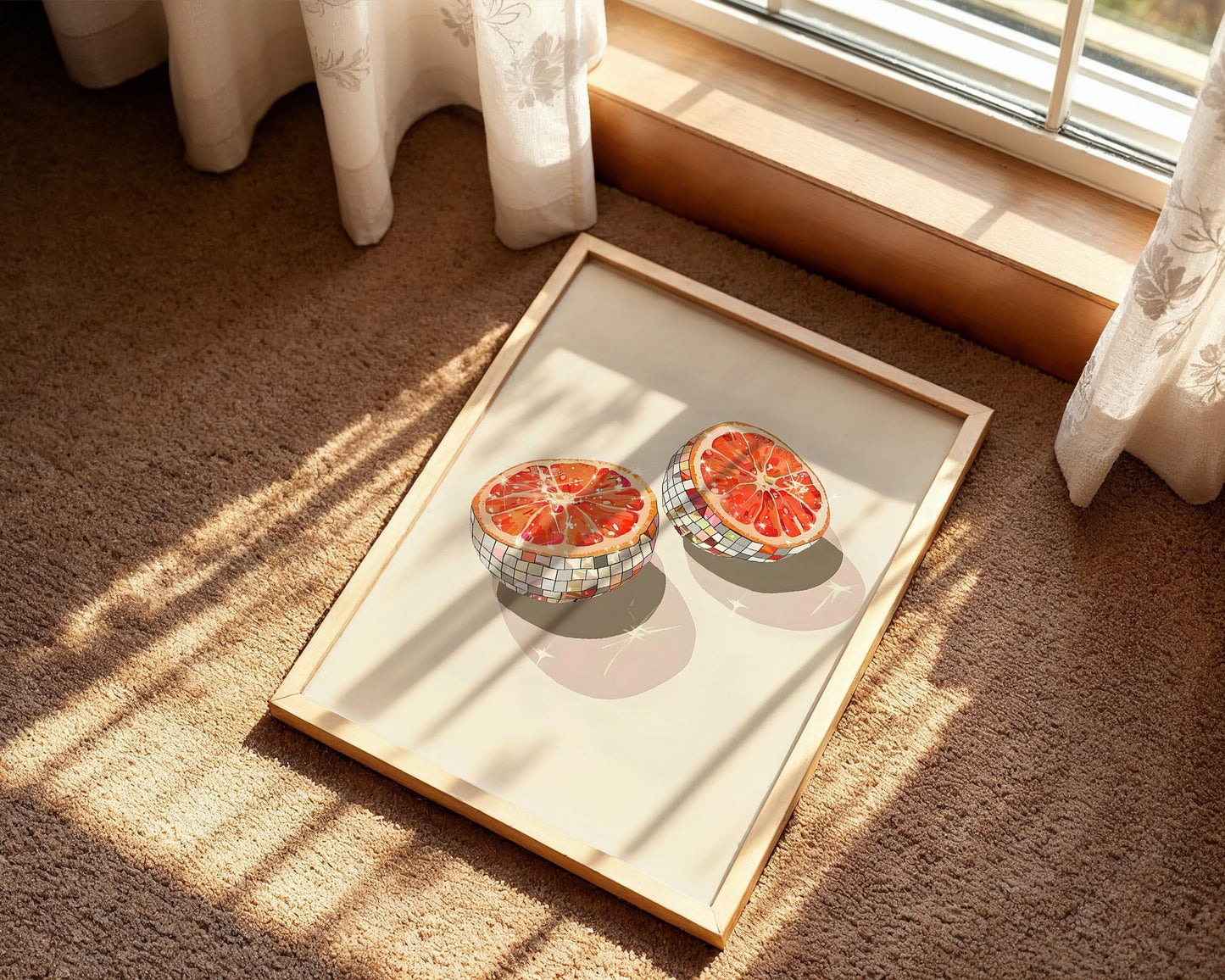 Disco Grapefruit Halves | Disco Fruits Art Print