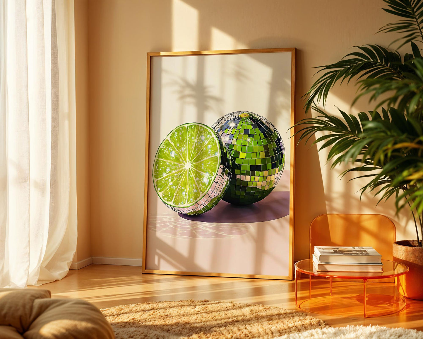 Disco Lime Halves | Disco Fruits Art Print