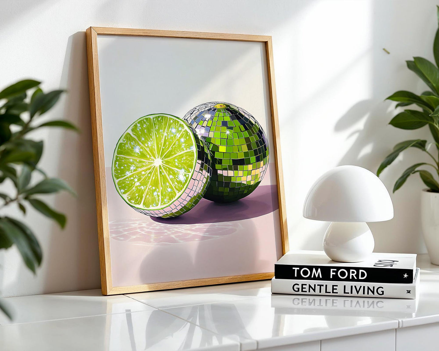 Disco Lime Halves | Disco Fruits Art Print