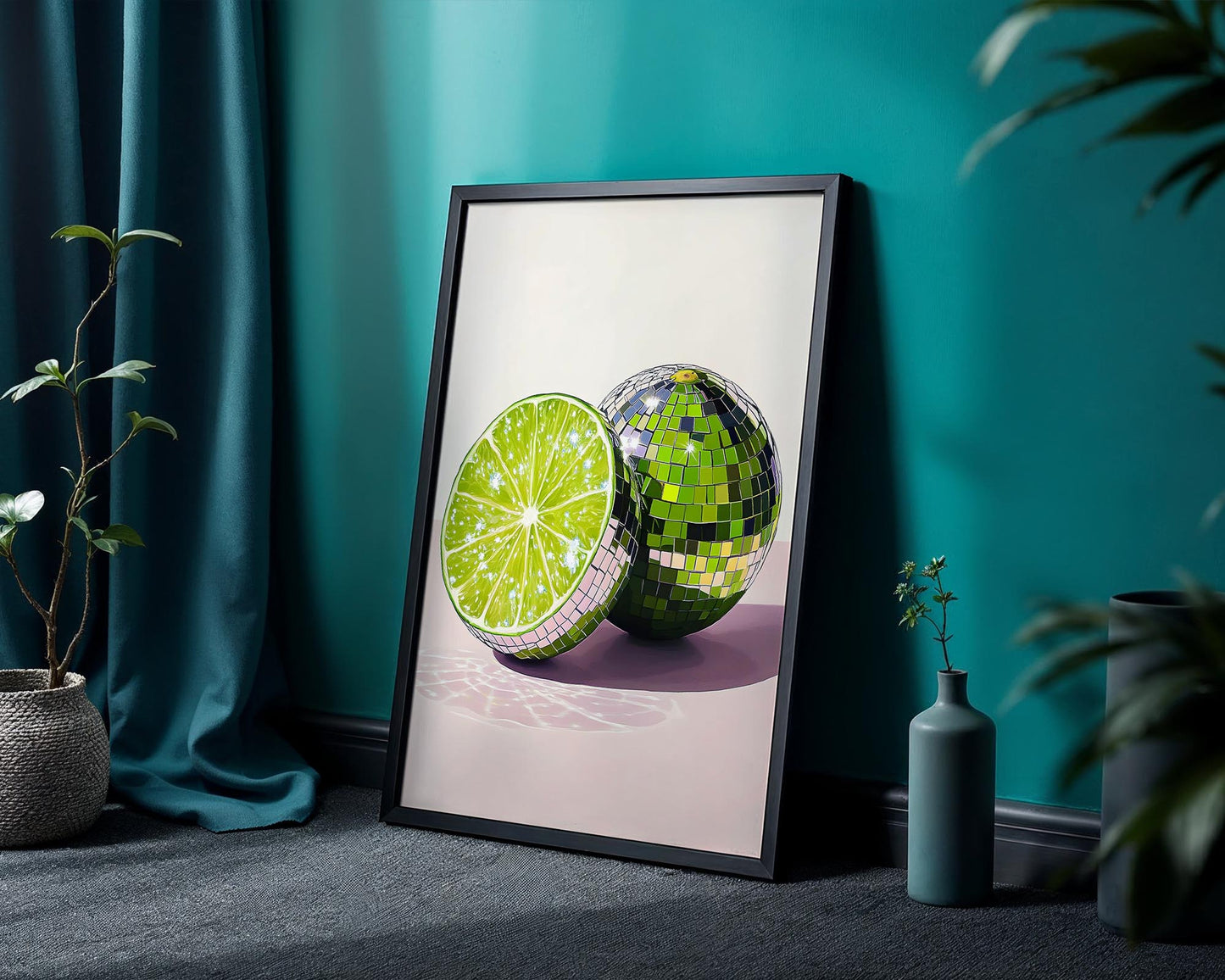 Disco Lime Halves | Disco Fruits Art Print