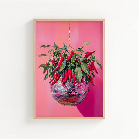 Disco Chillies | Disco Fruits Art Print