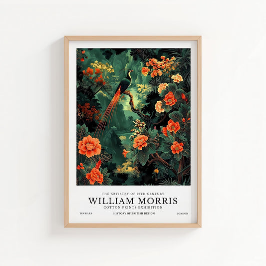 Emerald Phoenix – William Morris Inspired Botanical Bird Art Print