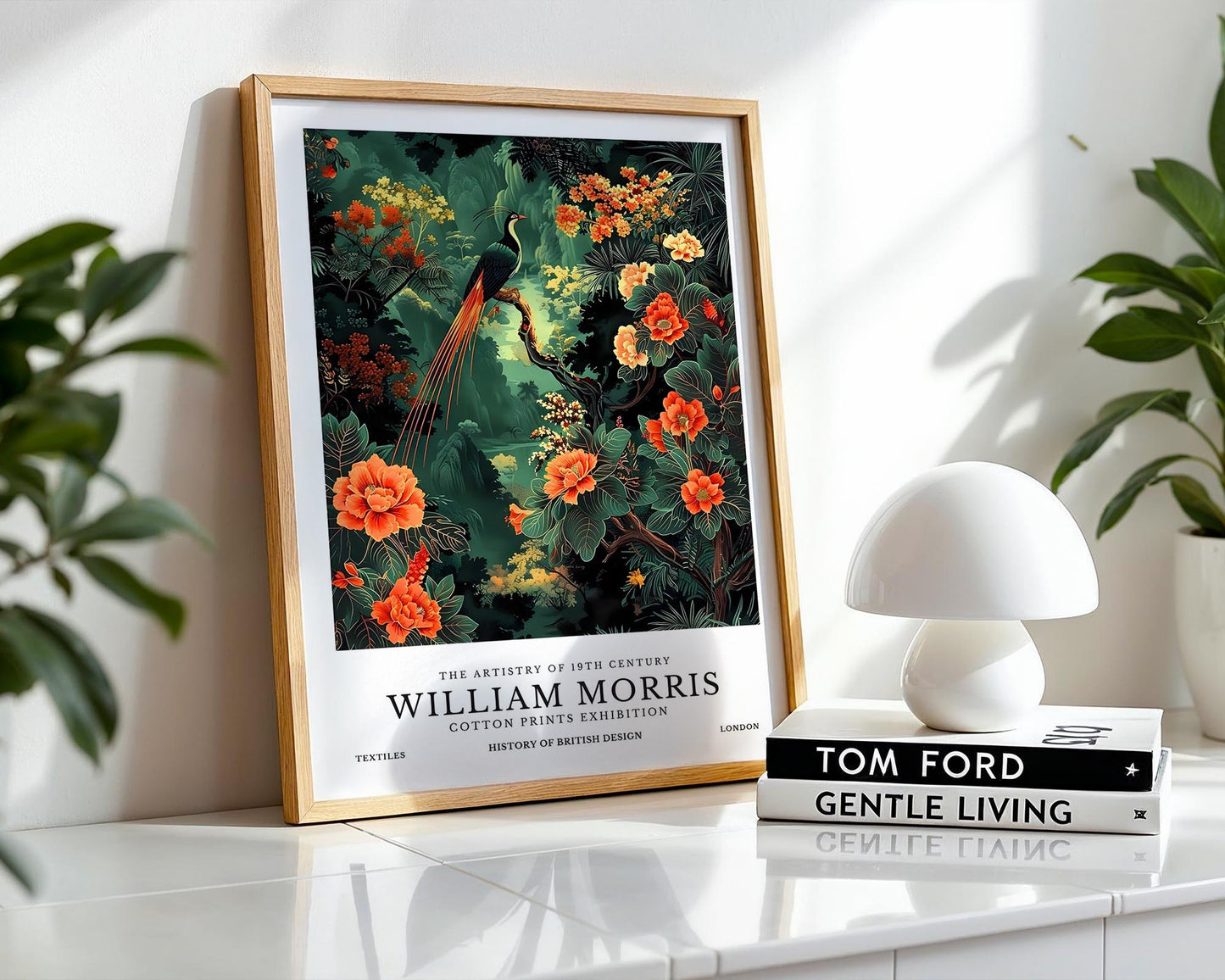 Emerald Phoenix – William Morris Inspired Botanical Bird Art Print