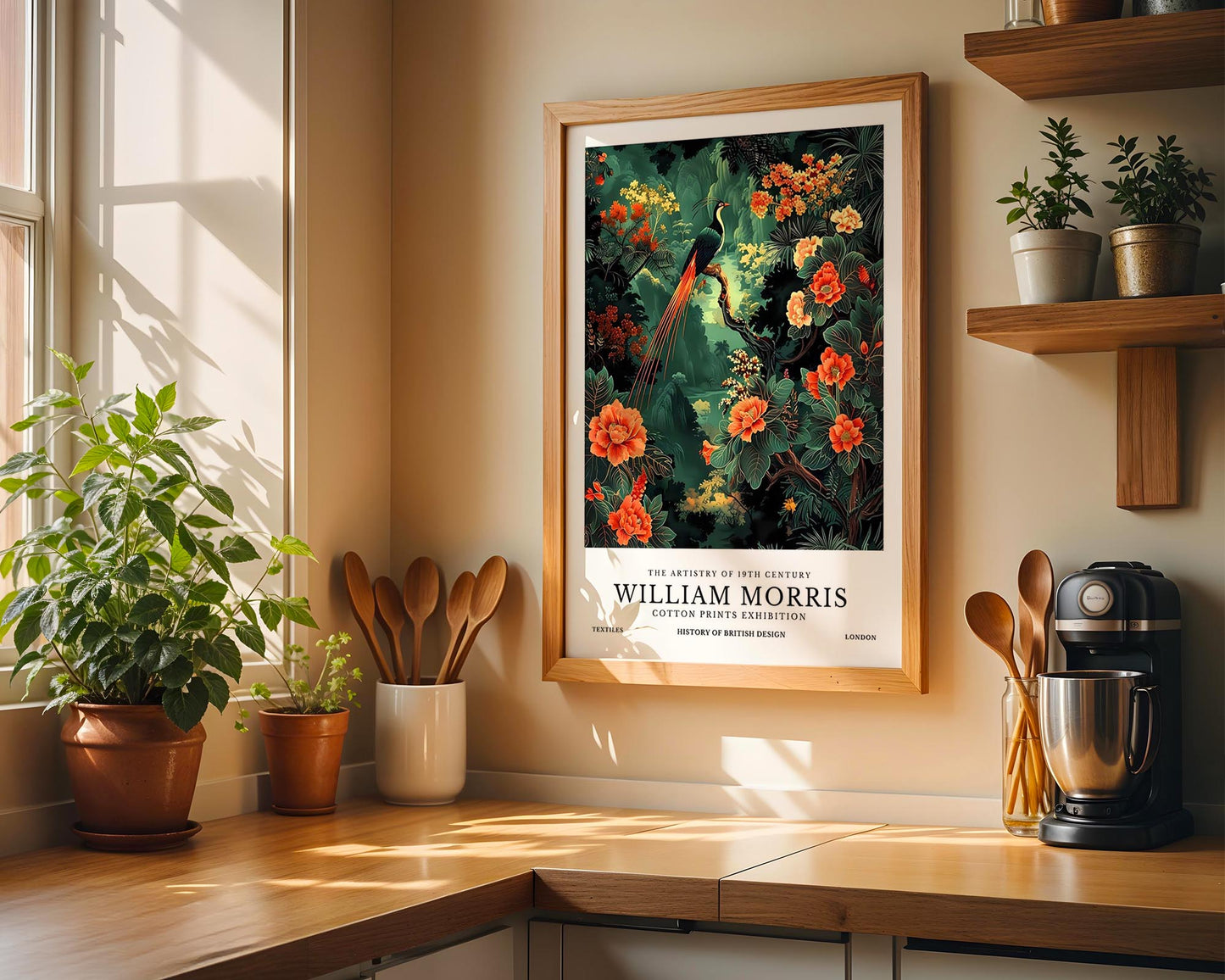 Emerald Phoenix – William Morris Inspired Botanical Bird Art Print