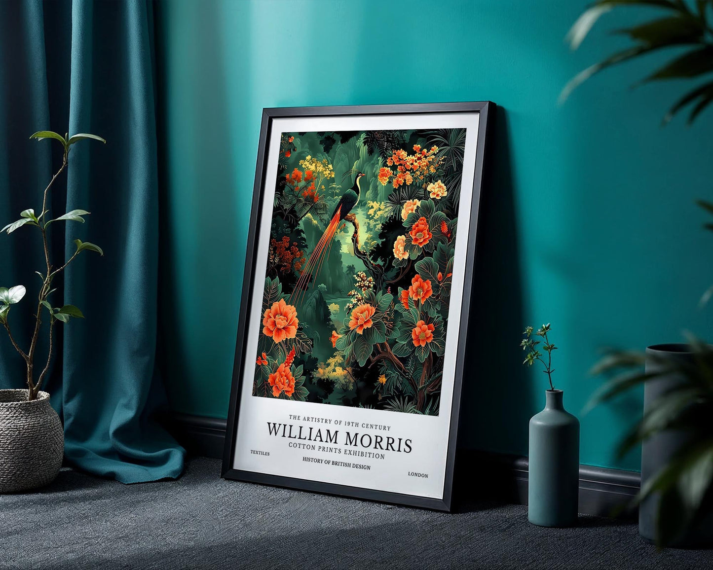 Emerald Phoenix – William Morris Inspired Botanical Bird Art Print