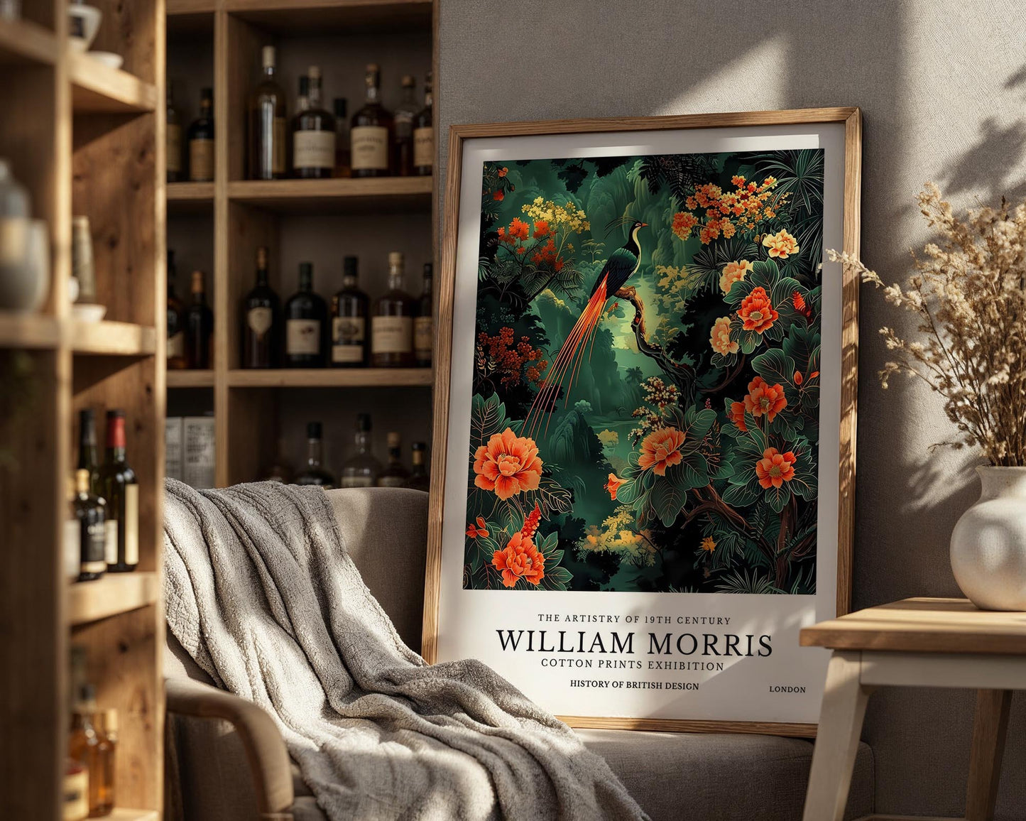 Emerald Phoenix – William Morris Inspired Botanical Bird Art Print