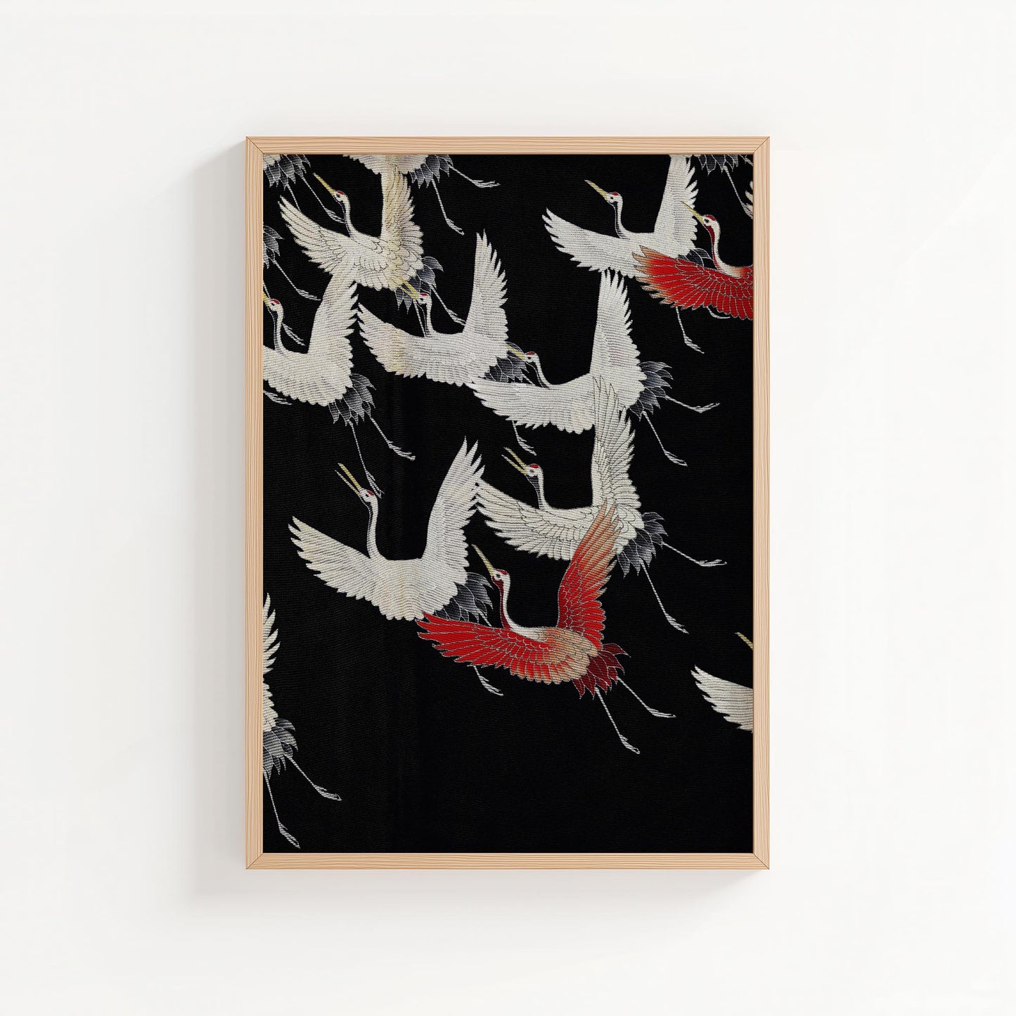 Furisode with a Myriad of Flying Cranes – Japanese Textile Art Print