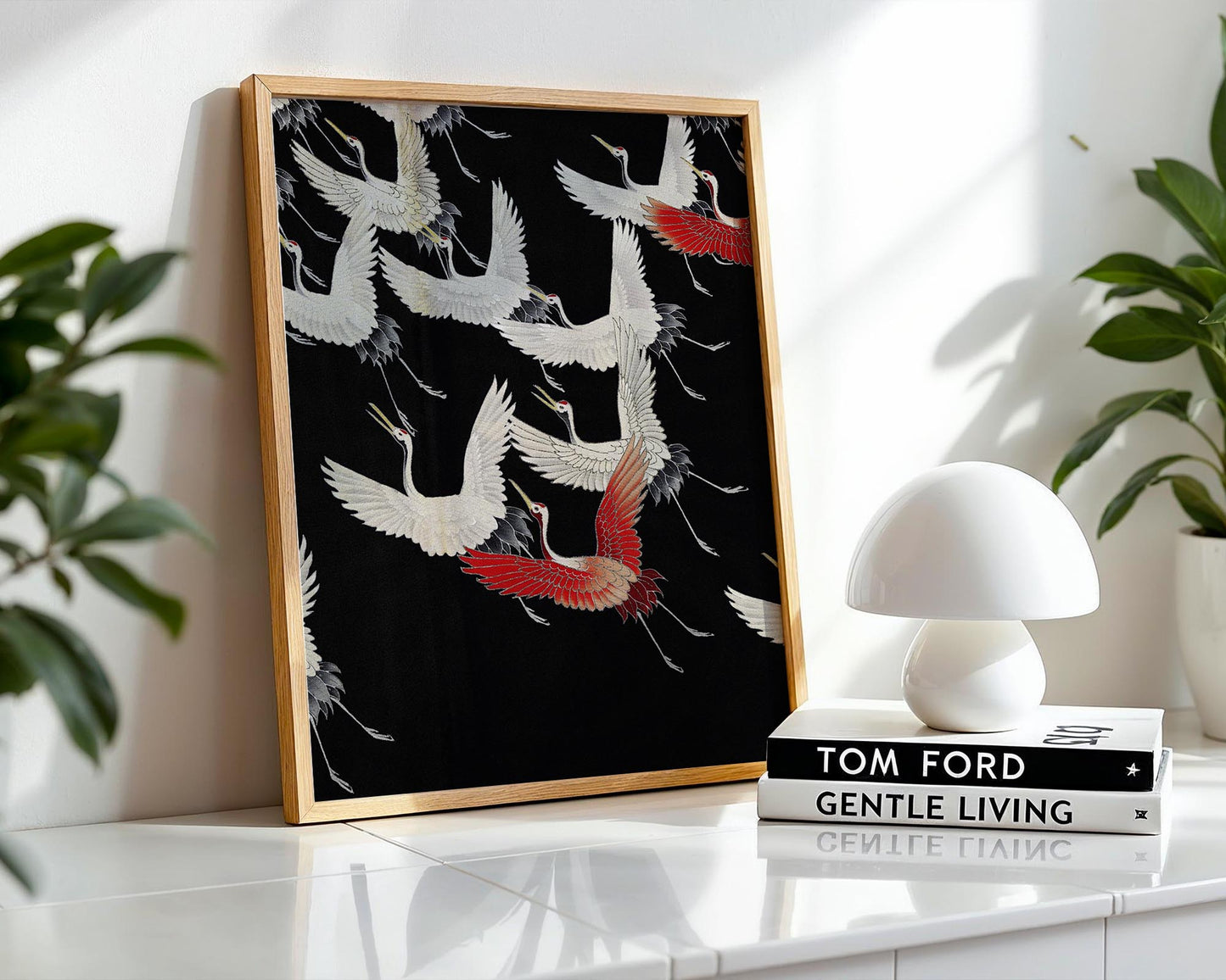 Furisode with a Myriad of Flying Cranes – Japanese Textile Art Print