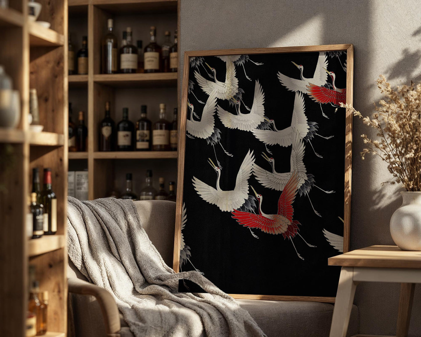 Furisode with a Myriad of Flying Cranes – Japanese Textile Art Print