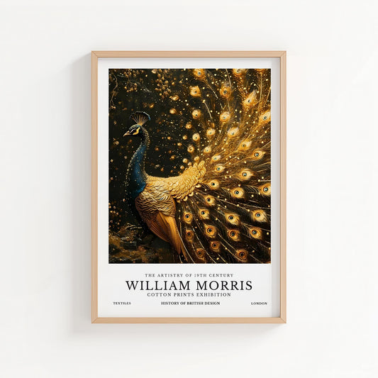 Golden Peacock | William Morris Inspired Botanical Art Print
