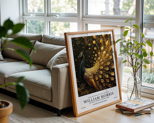 Golden Peacock | William Morris Inspired Botanical Art Print
