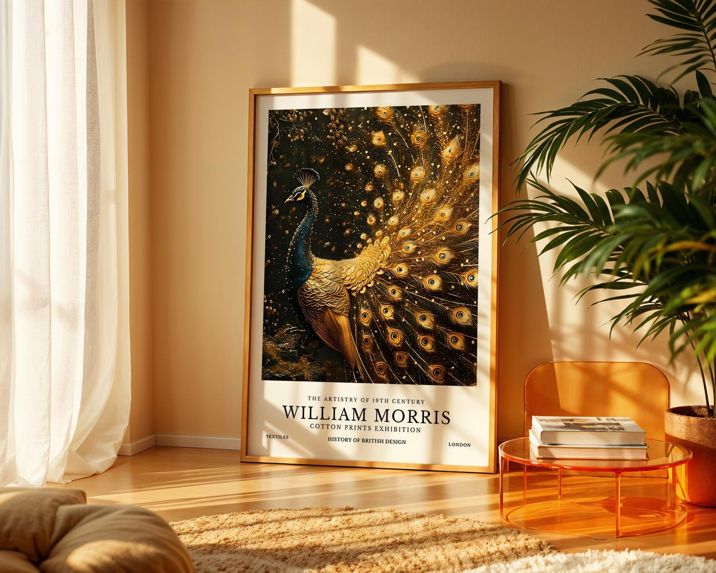 Golden Peacock | William Morris Inspired Botanical Art Print