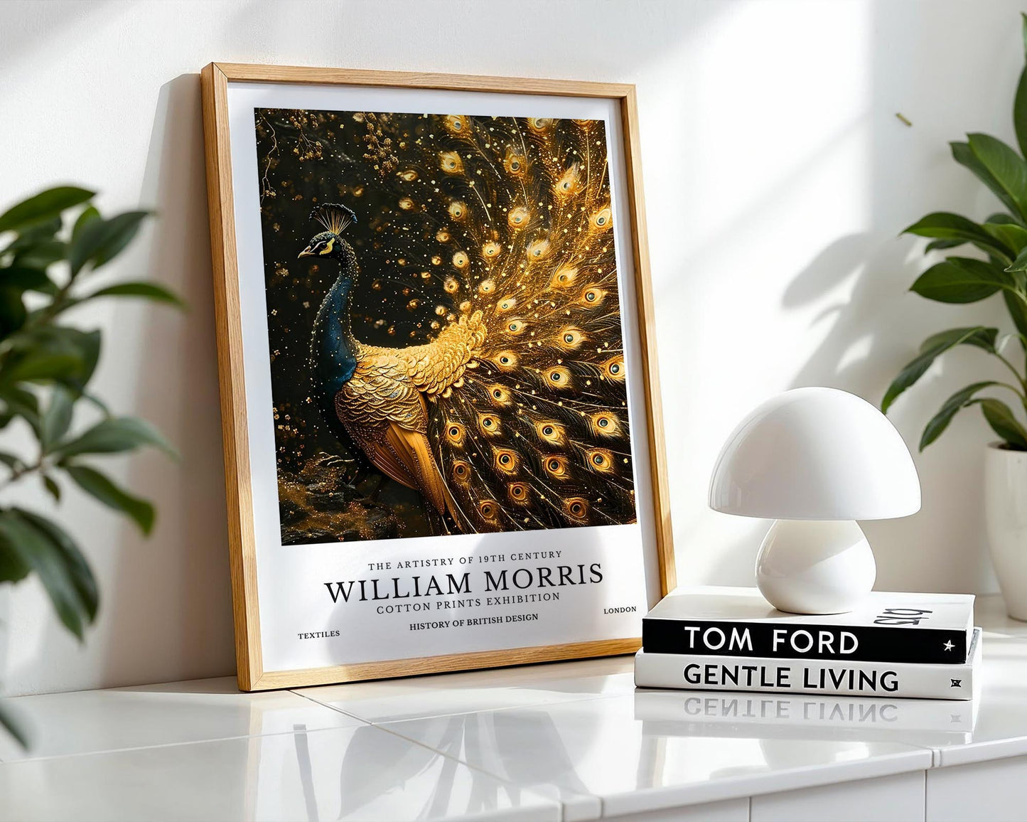 Golden Peacock | William Morris Inspired Botanical Art Print