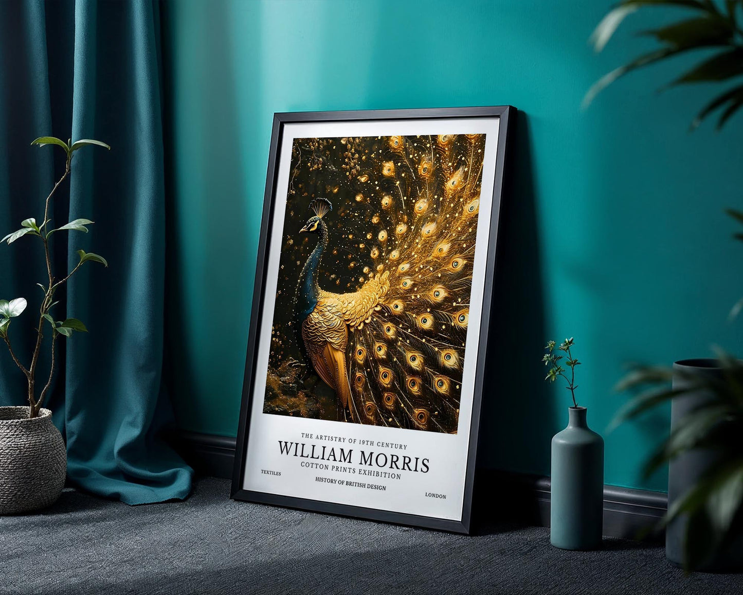 Golden Peacock | William Morris Inspired Botanical Art Print