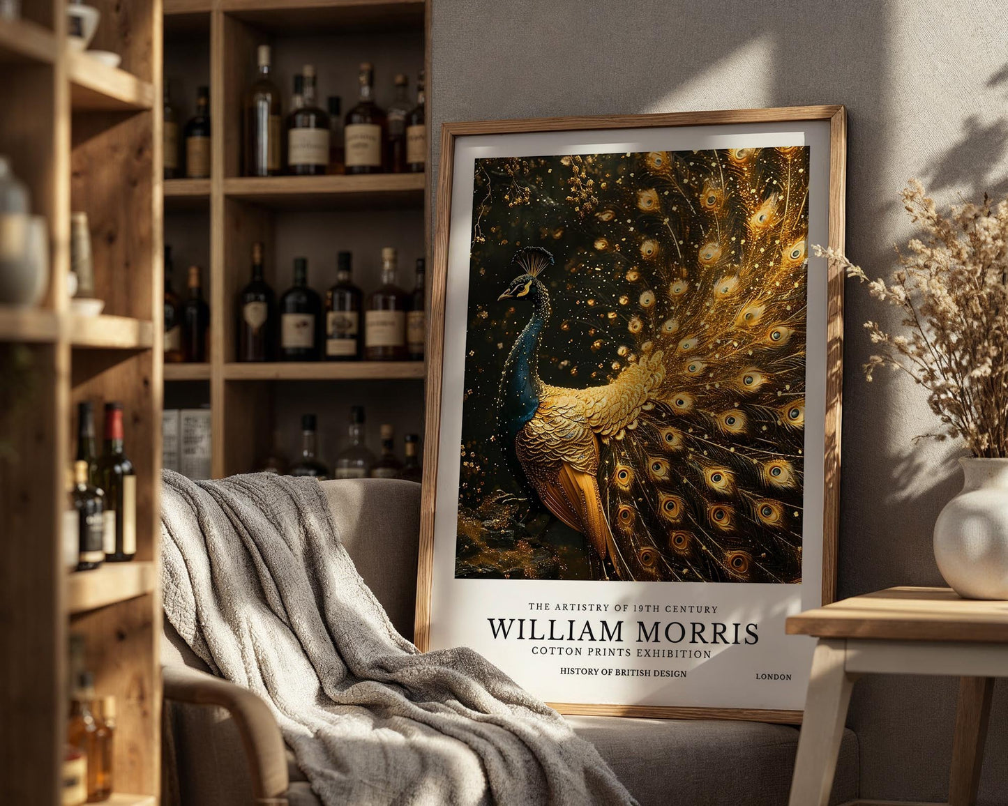 Golden Peacock | William Morris Inspired Botanical Art Print
