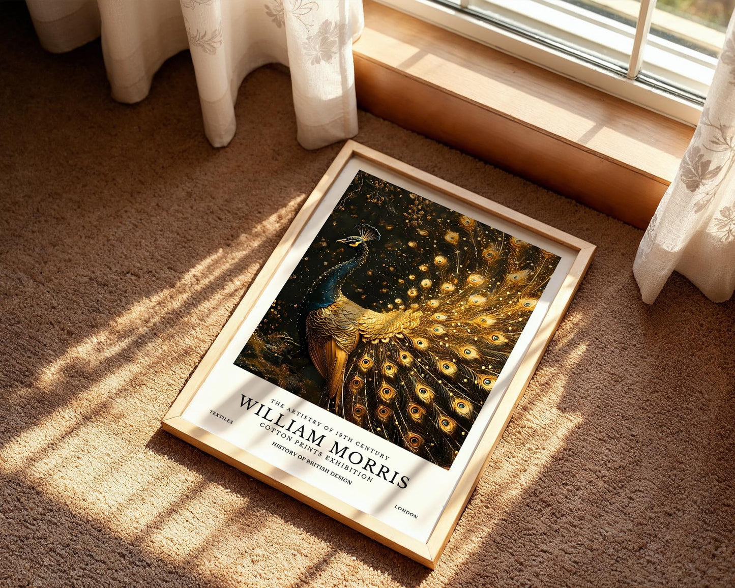 Golden Peacock | William Morris Inspired Botanical Art Print