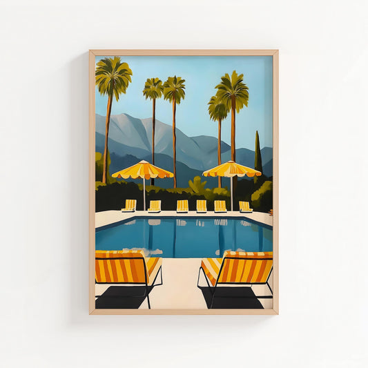 Golden Poolside – Palm Springs Luxury Wall Art Print