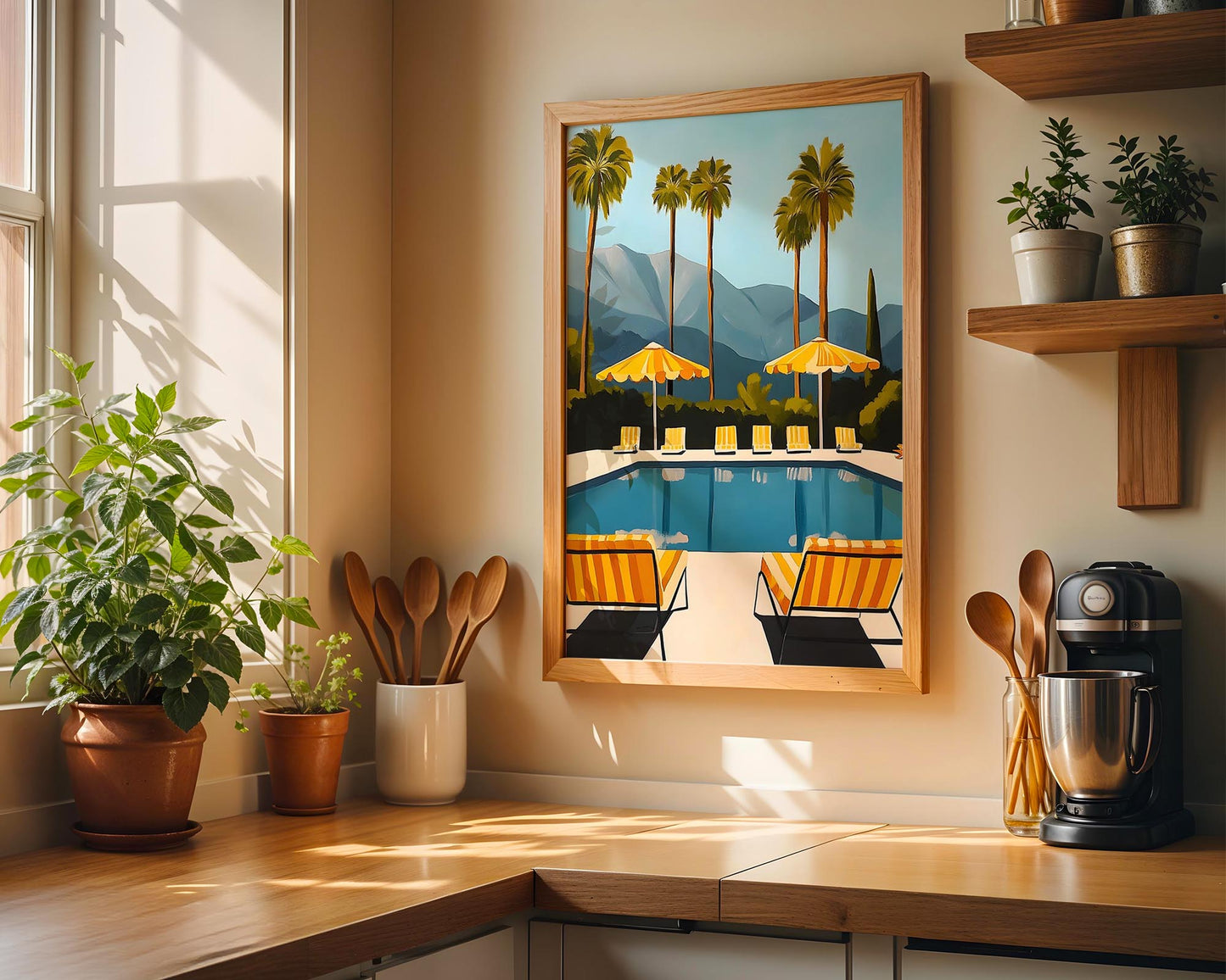 Golden Poolside – Palm Springs Luxury Wall Art Print