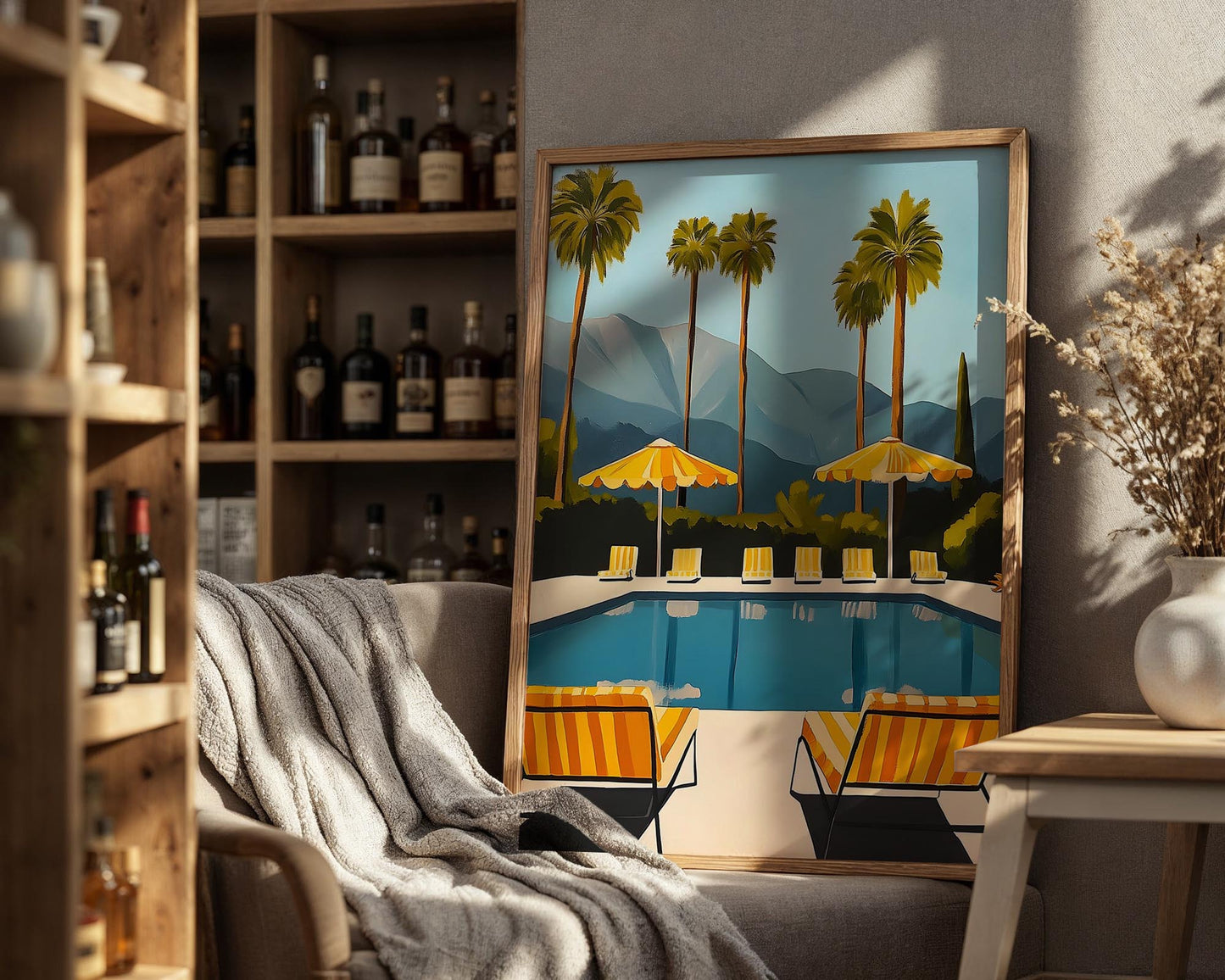 Golden Poolside – Palm Springs Luxury Wall Art Print