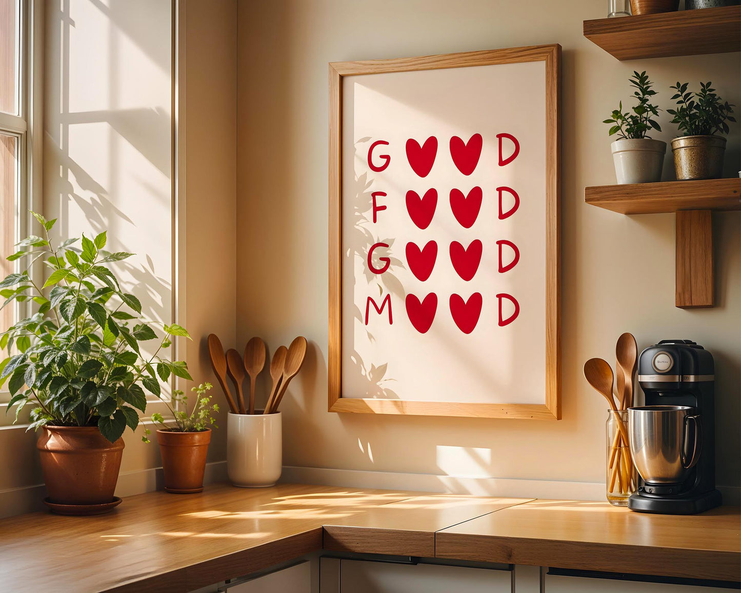 Good Food Good Mood | Modern Kitchen Typography Print
