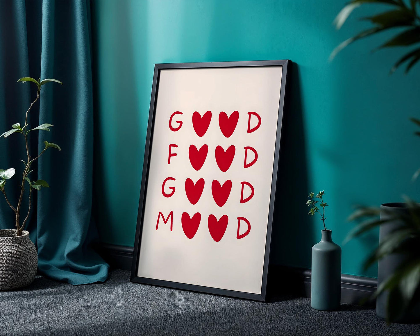 Good Food Good Mood | Modern Kitchen Typography Print