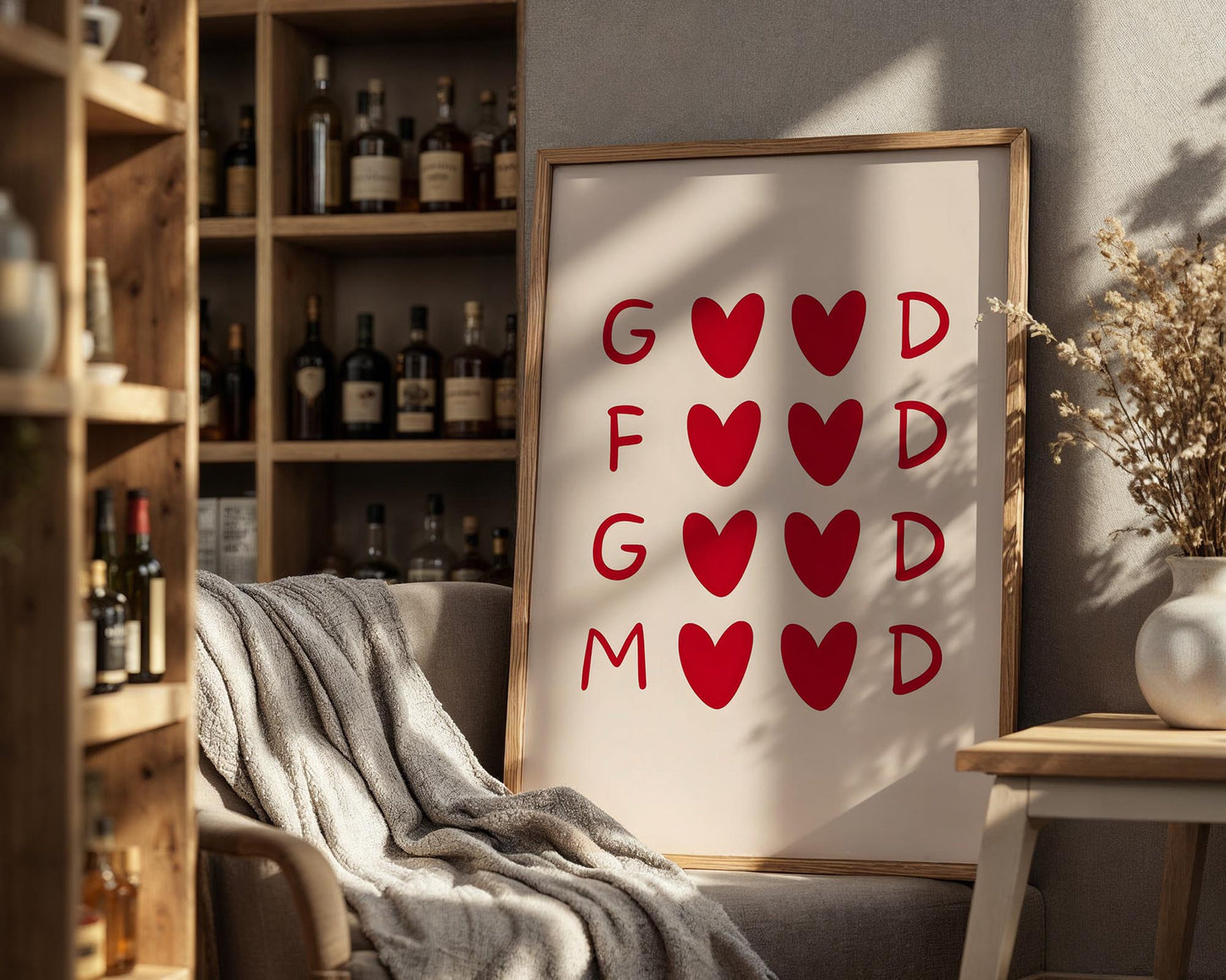 Good Food Good Mood | Modern Kitchen Typography Print