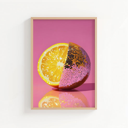 Half & Half Disco Lemon | Disco Fruits Art Print