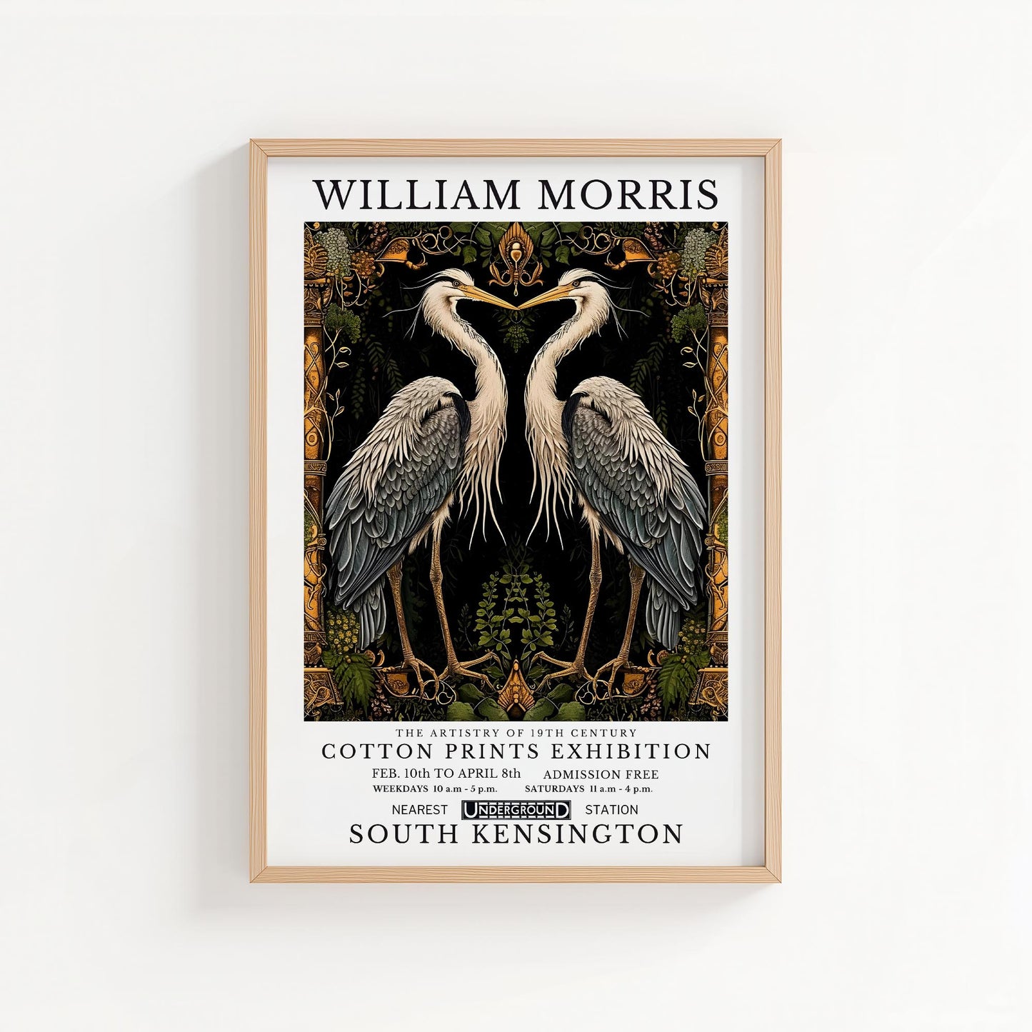 Herons | William Morris Inspired Botanical Bird Art Print