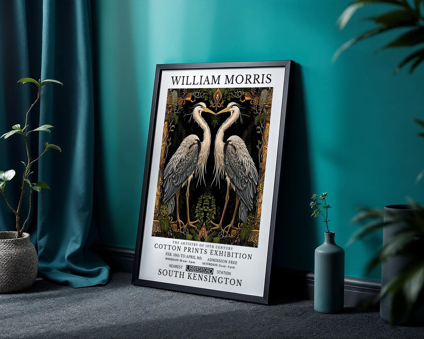 Herons | William Morris Inspired Botanical Bird Art Print