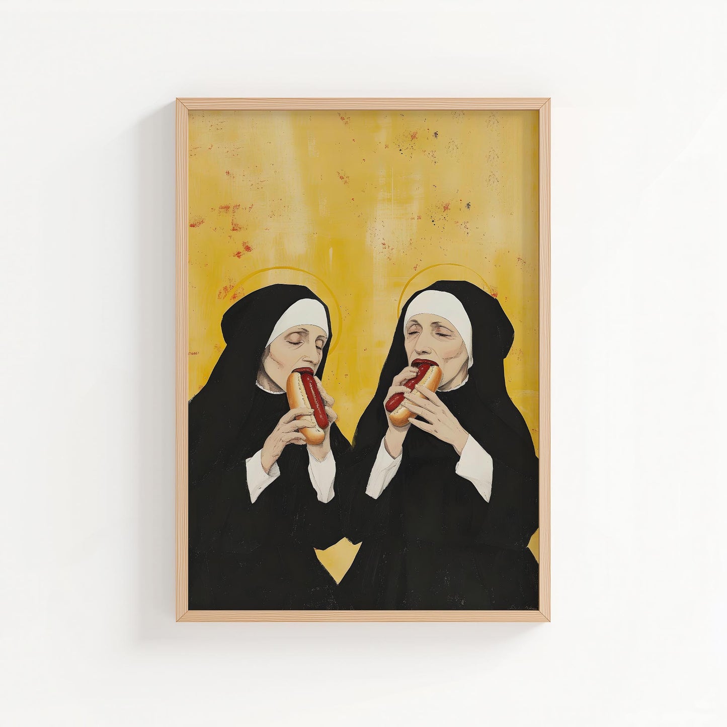 Hotdog Nuns | Playful Pop Art Print