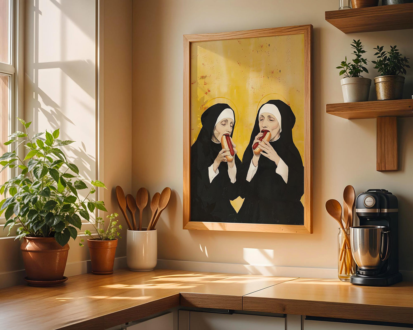Hotdog Nuns | Playful Pop Art Print