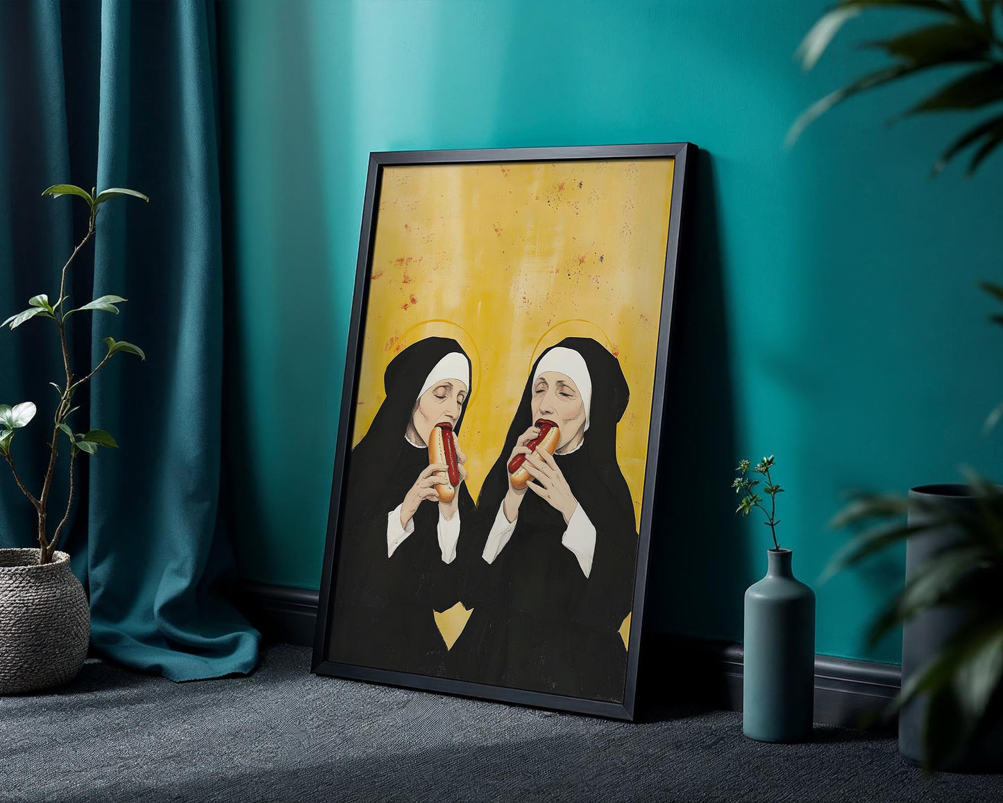 Hotdog Nuns | Playful Pop Art Print