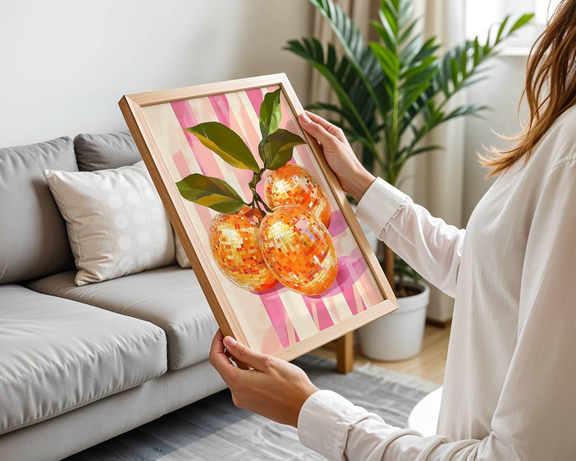 Disco Oranges Art Print – Retro Citrus Wall Decor