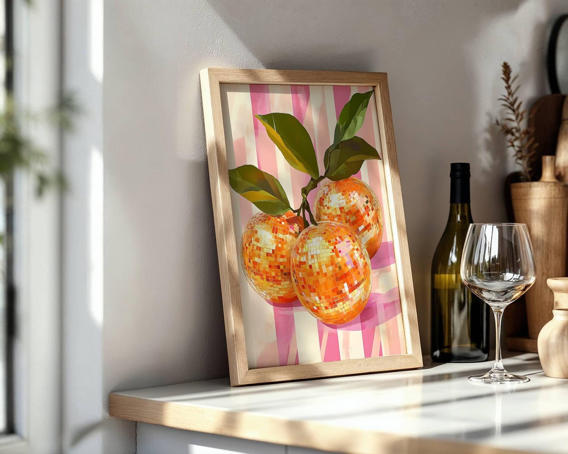 Disco Oranges Art Print – Retro Citrus Wall Decor