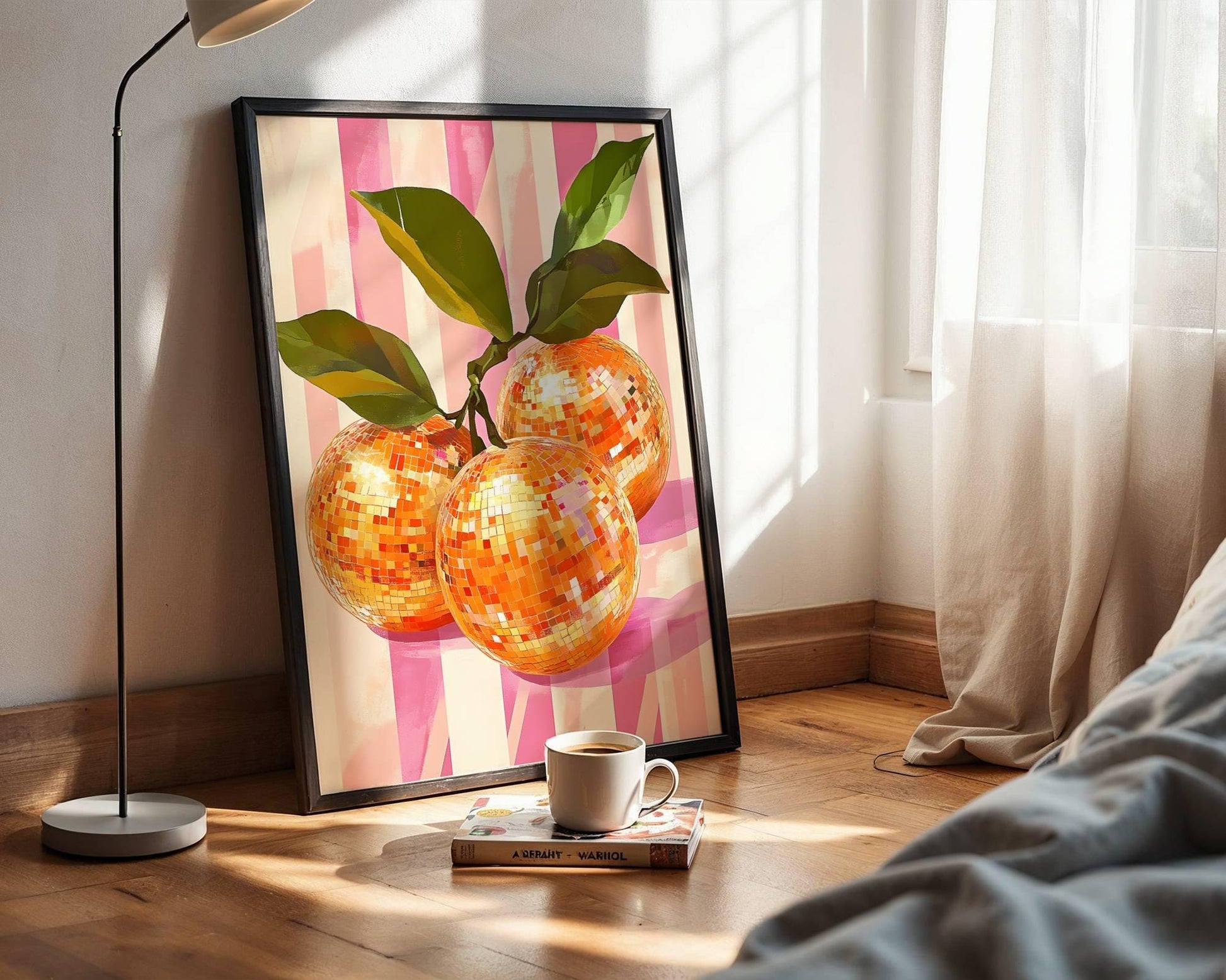 Disco Oranges Art Print – Retro Citrus Wall Decor