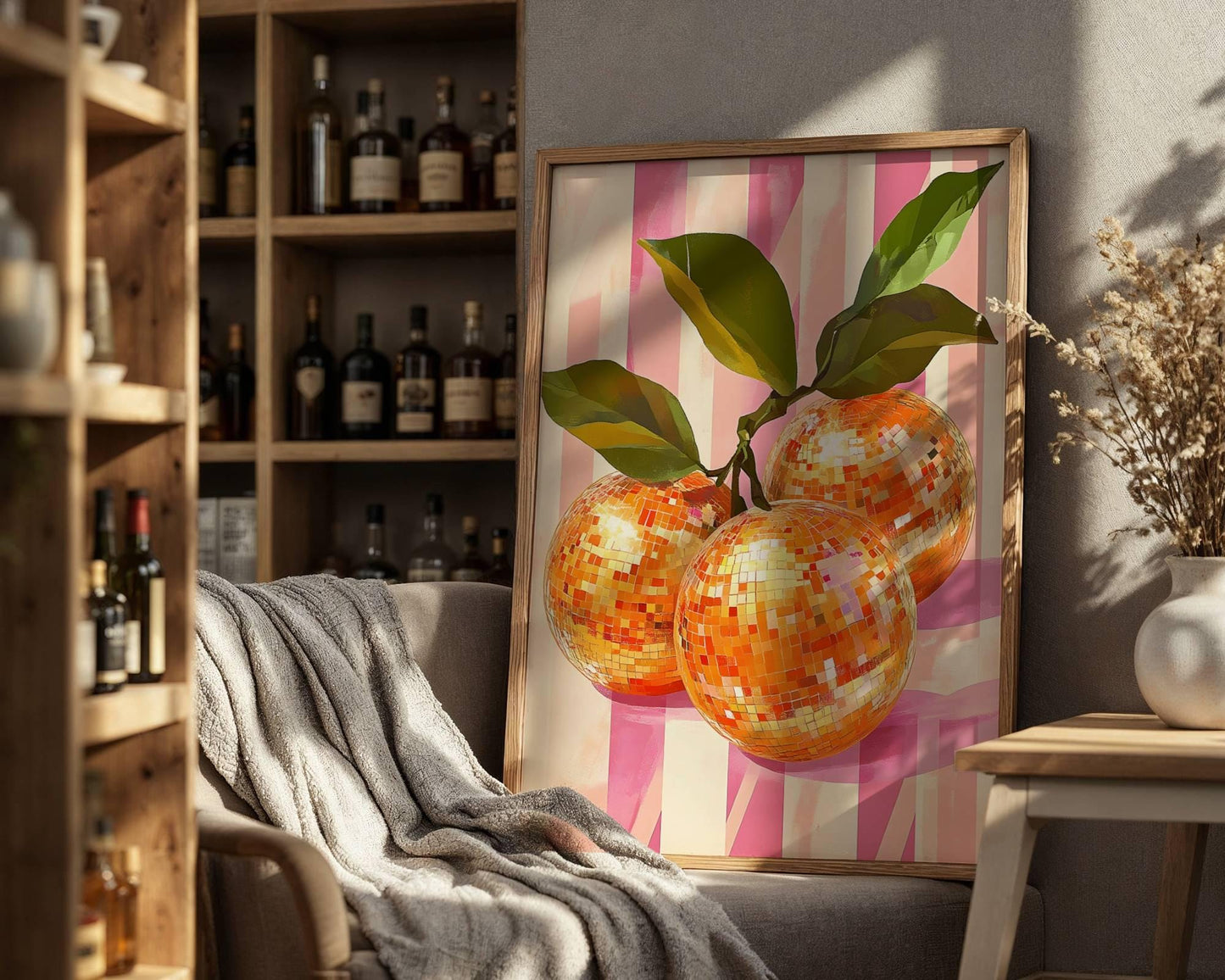 Disco Oranges Art Print – Retro Citrus Wall Decor