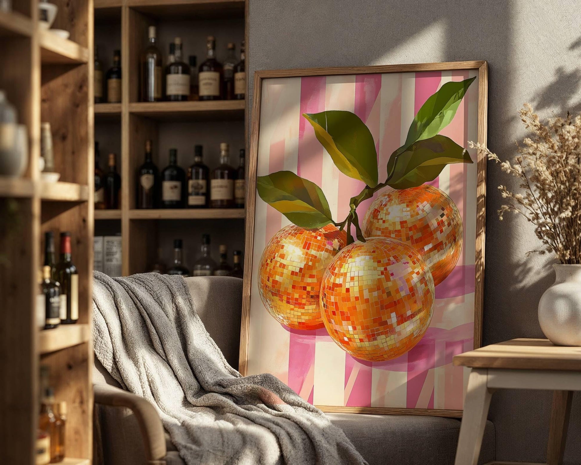 Disco Oranges Art Print – Retro Citrus Wall Decor