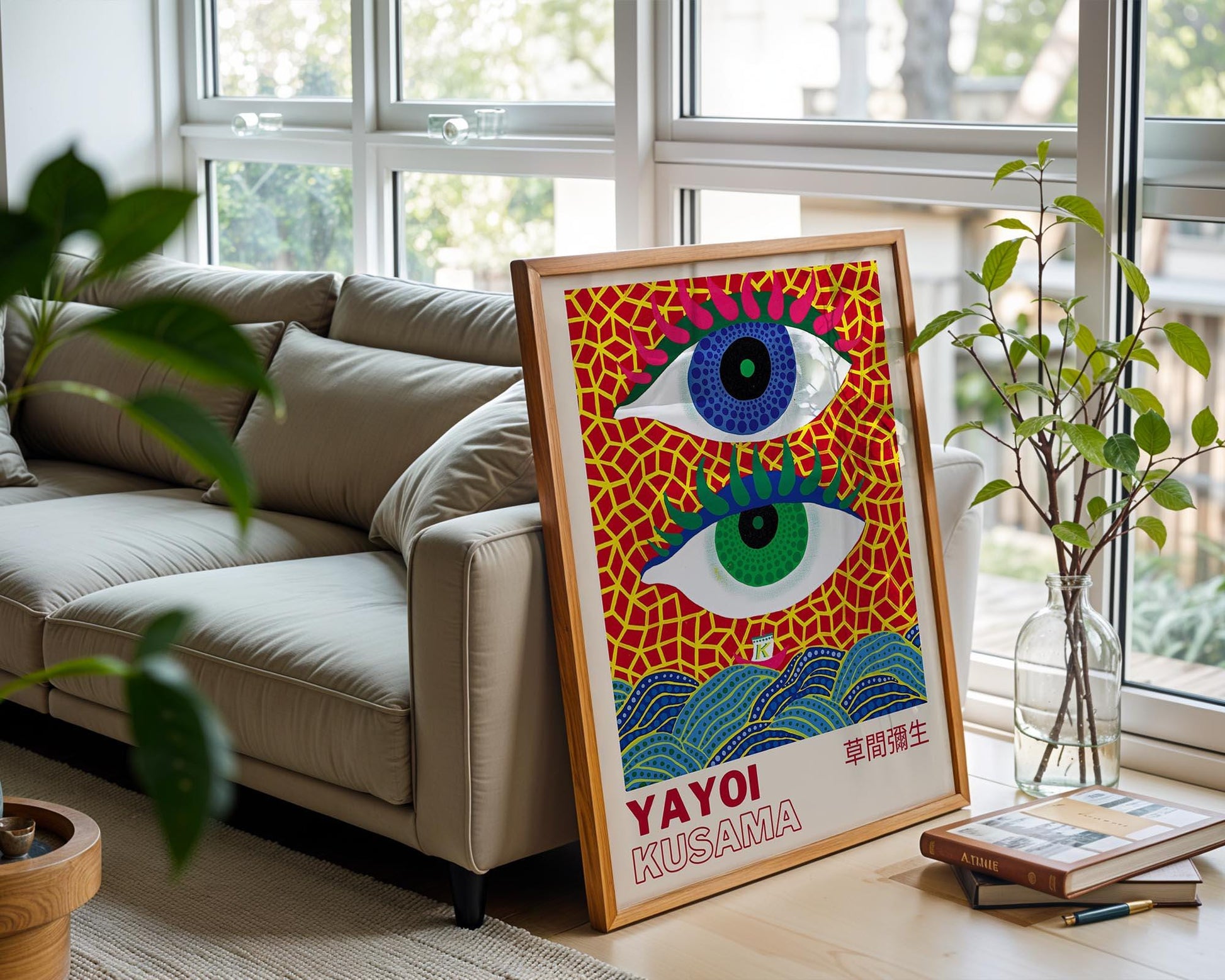 Yayoi Kusama Double Eyes – Retro Exhibition Style Japanese Art Print