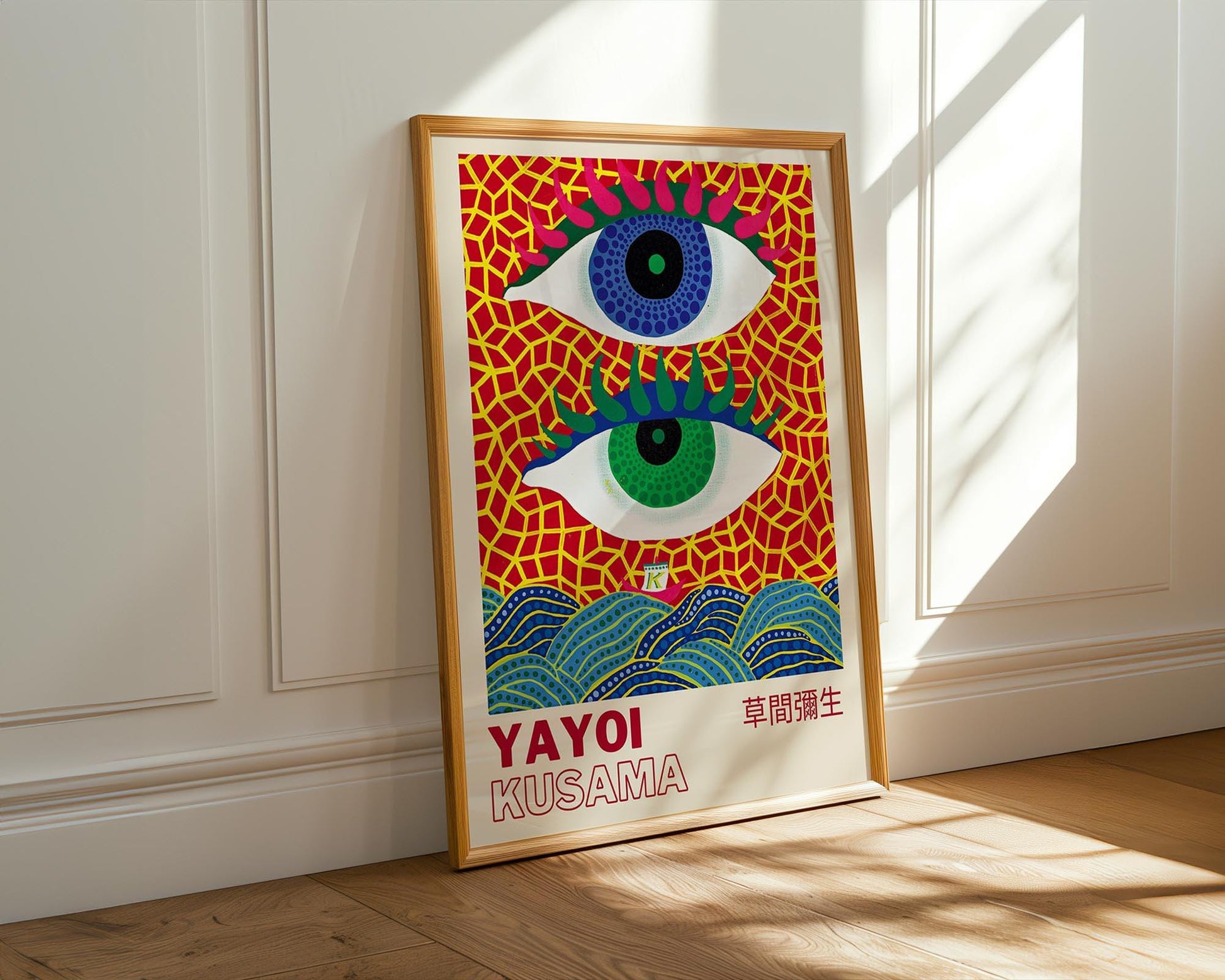 Yayoi Kusama Double Eyes – Retro Exhibition Style Japanese Art Print