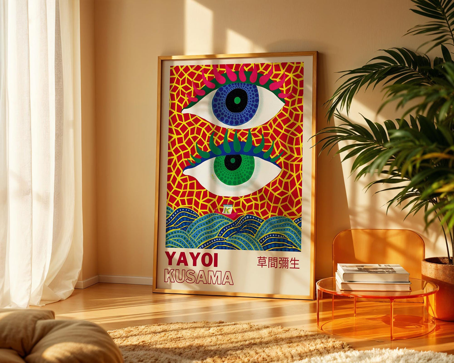 Yayoi Kusama Double Eyes – Retro Exhibition Style Japanese Art Print