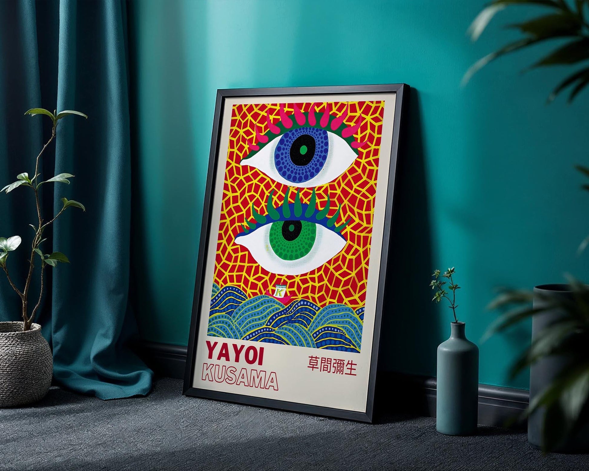 Yayoi Kusama Double Eyes – Retro Exhibition Style Japanese Art Print