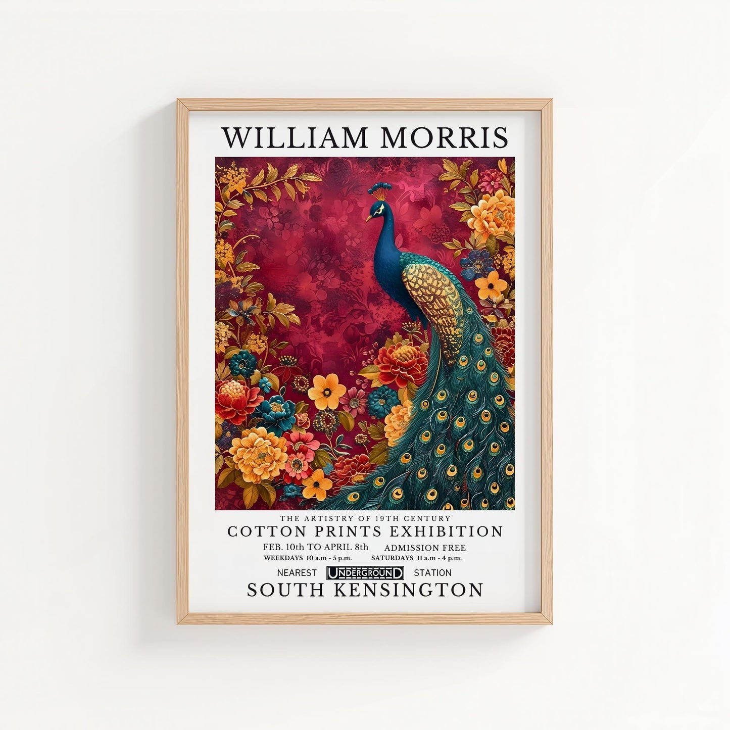 Ruby Peacock | William Morris Inspired Botanical Art Print