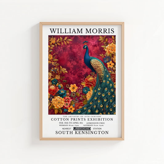 Ruby Peacock | William Morris Inspired Botanical Art Print